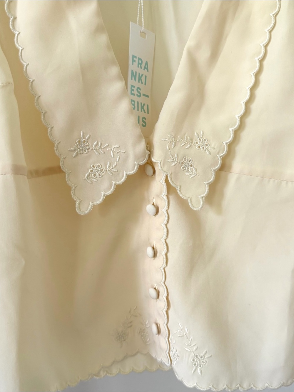 NWT Frankie’s Bikinis Priscilla Collared Top in Macadamia Cream - S - Picture 6 of 8